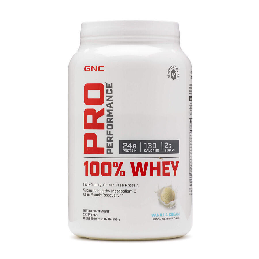 Gnc Pro Performance 100% Whey, Proteina Din Zer, Cu Aroma De Vanilie, 850 G