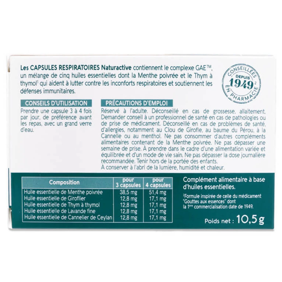 NATURACTIVE BIOLOGISCHE CAPSULES VOOR DE ADEMHALING GAE 30 CAPSULES