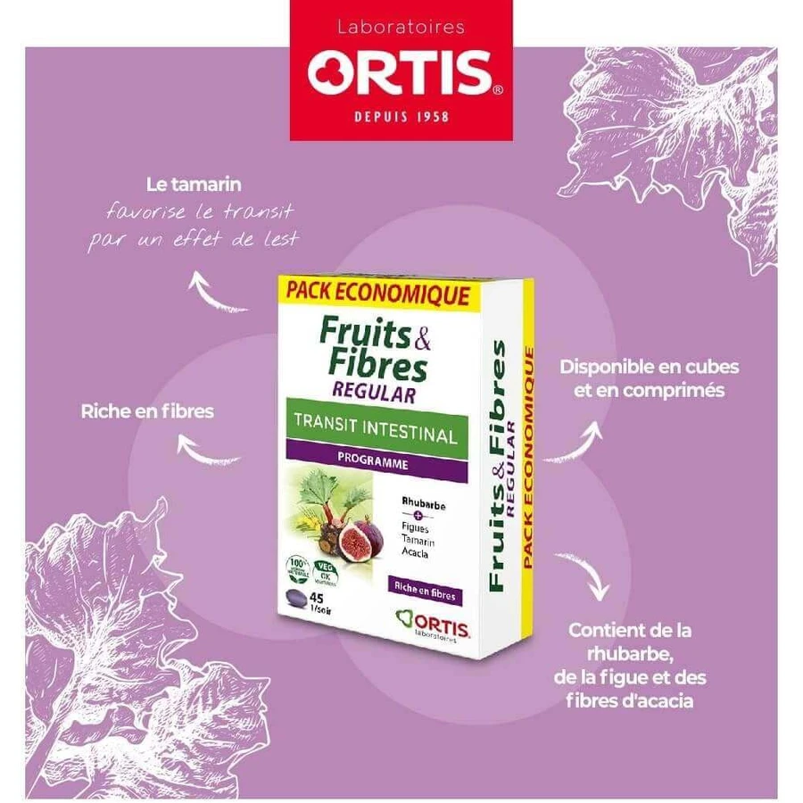 Ortis Fruits & Fibers Regular, 2 x 45 tabletten