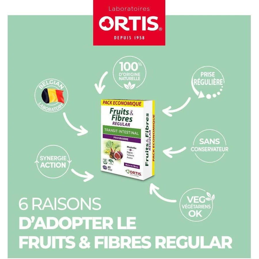 Ortis Fruits & Fibers Regular, 2 x 45 tabletten