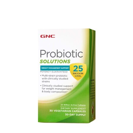 Gnc Probiotic Solutions Weight Management Support, Probiotic Suport Pentru Controlul Greutatii 25 Miliarde Culturi Vii, 30 Cps