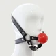 Leder-Kugelknebel mit Kinnriemen – Rot