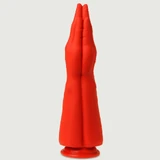 Dubbele siliconen fistinghand, nr. 3, 30 x 9 cm - rood