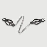 Nippelklemmen mit einstellbarem Druck und Metallkette – Schwarz