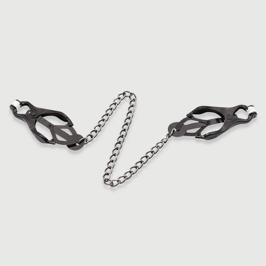 Tepelklemmen met instelbare druk en metalen ketting - Zwart