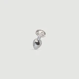 Colección Anal: Plug anal metálico pequeño con joya redonda - Plata/Transparente