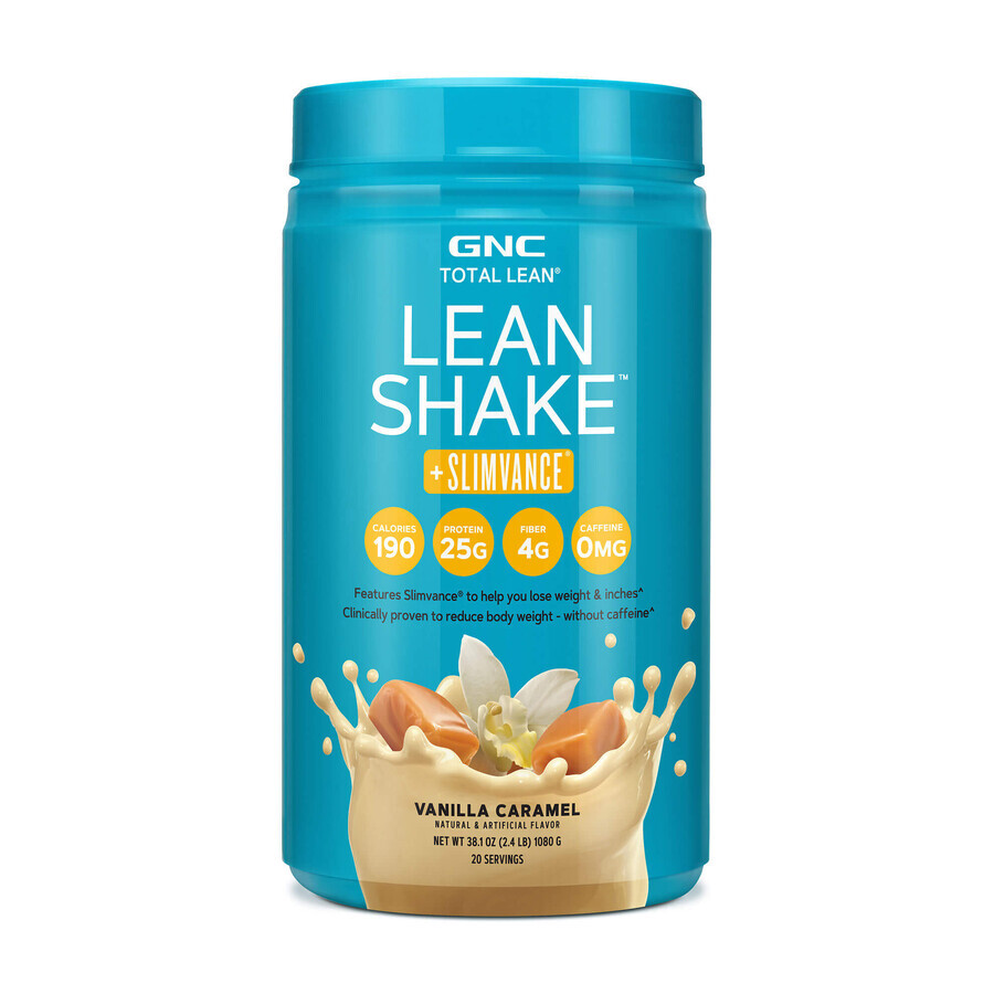 Gnc Total Lean Lean Shake + Slimvance, shake protéiné avec Slimvance, saveur vanille et caramel, 1080g