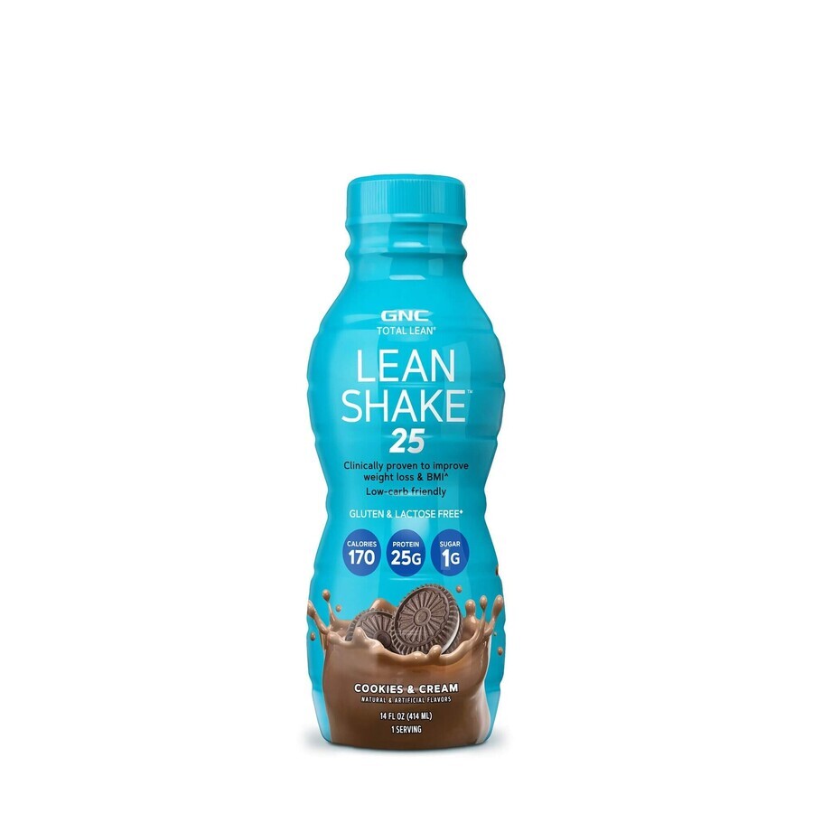 Gnc Total Lean Lean Shake 25, Rtd Protein Shake With Biscuits With Cream Flavor, 414 Ml