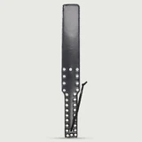 Leather Paddle With Studs & Wrist Strap - Black