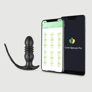 Power Thruster App-Controlled Silicone Prostate Thrusting Vibrator with Cock Ring - Black