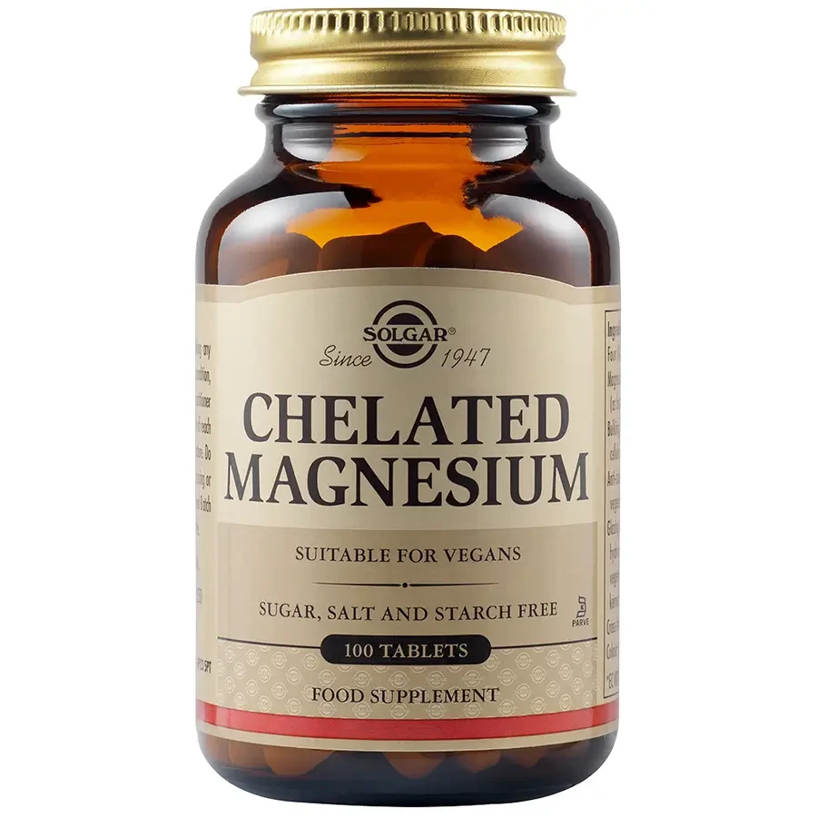 Chelato di magnesio 100 mg, 2 confezioni da 100 compresse, Solgar