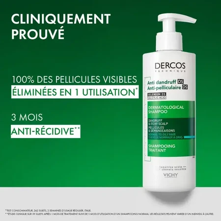 Vichy Dercos Shampooing Anti Pelliculaire Cheveux Normaux à Gras 2x390 ml