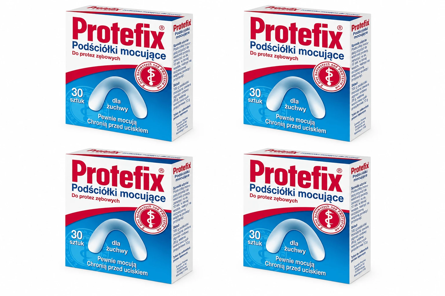 Protefix-hechtvellen voor kunstgebitten, 4 x 30 stuks, wit