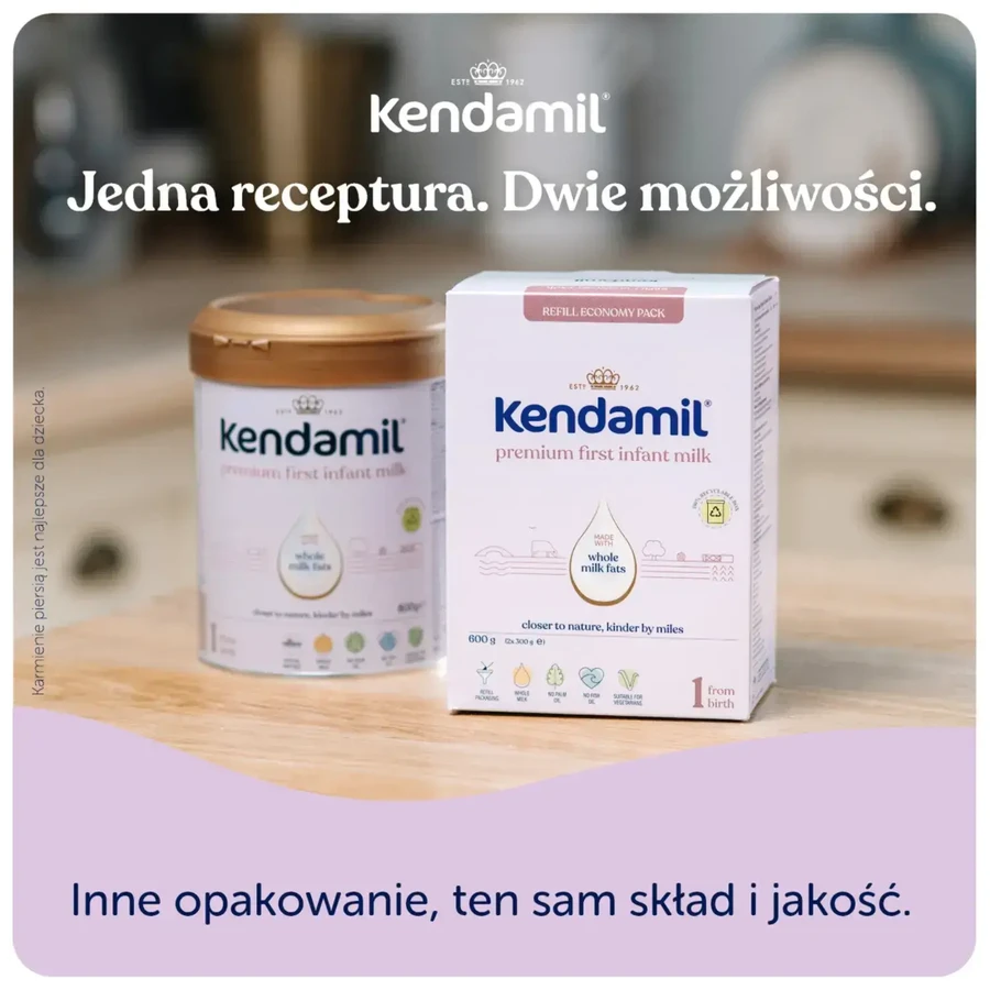 Kendamil Premium 1 DHA+, leche infantil, desde el nacimiento, 4x600 g