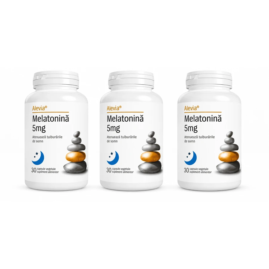 Melatonine, 5 mg, 3x30 plantaardige capsules, Alevia
