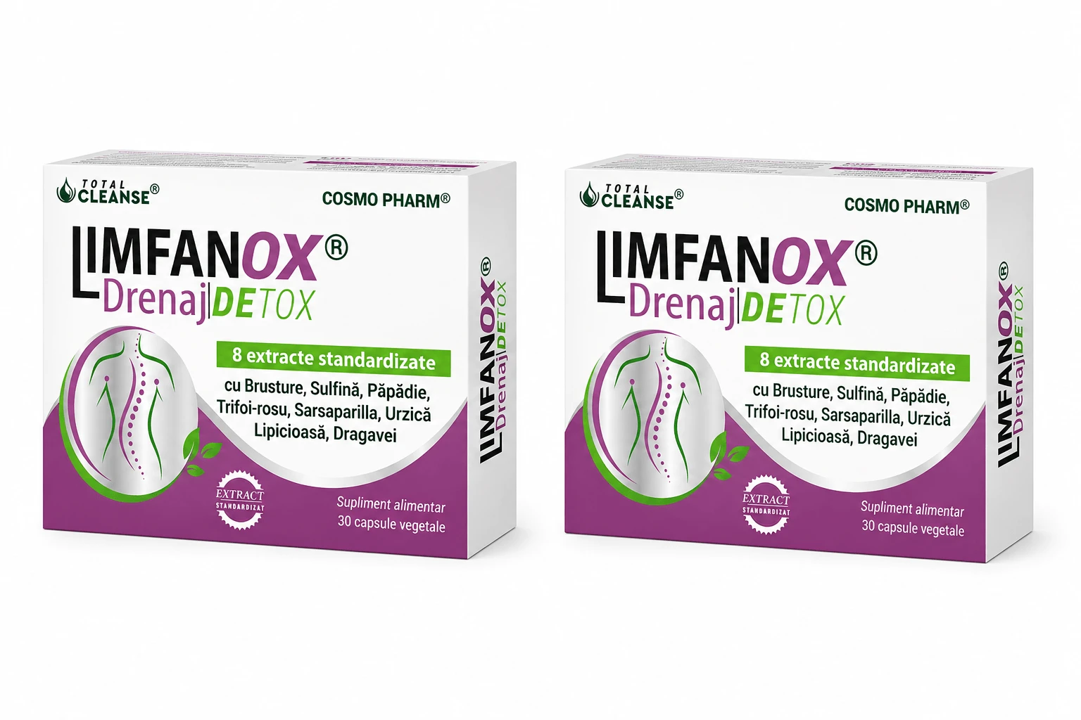 Limfanox Drenaj Detox Total Cleanse, 2x30 capsules, Cosmopharm