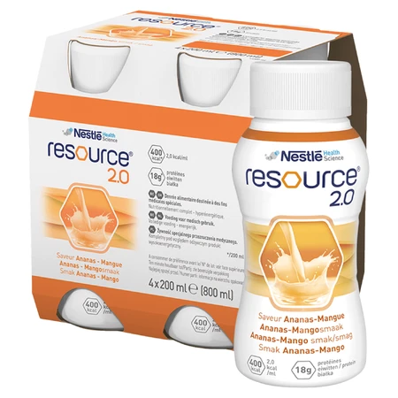 Resource 2.0, Nährstoffpräparat, Ananas-Mango-Geschmack, 8x200 ml