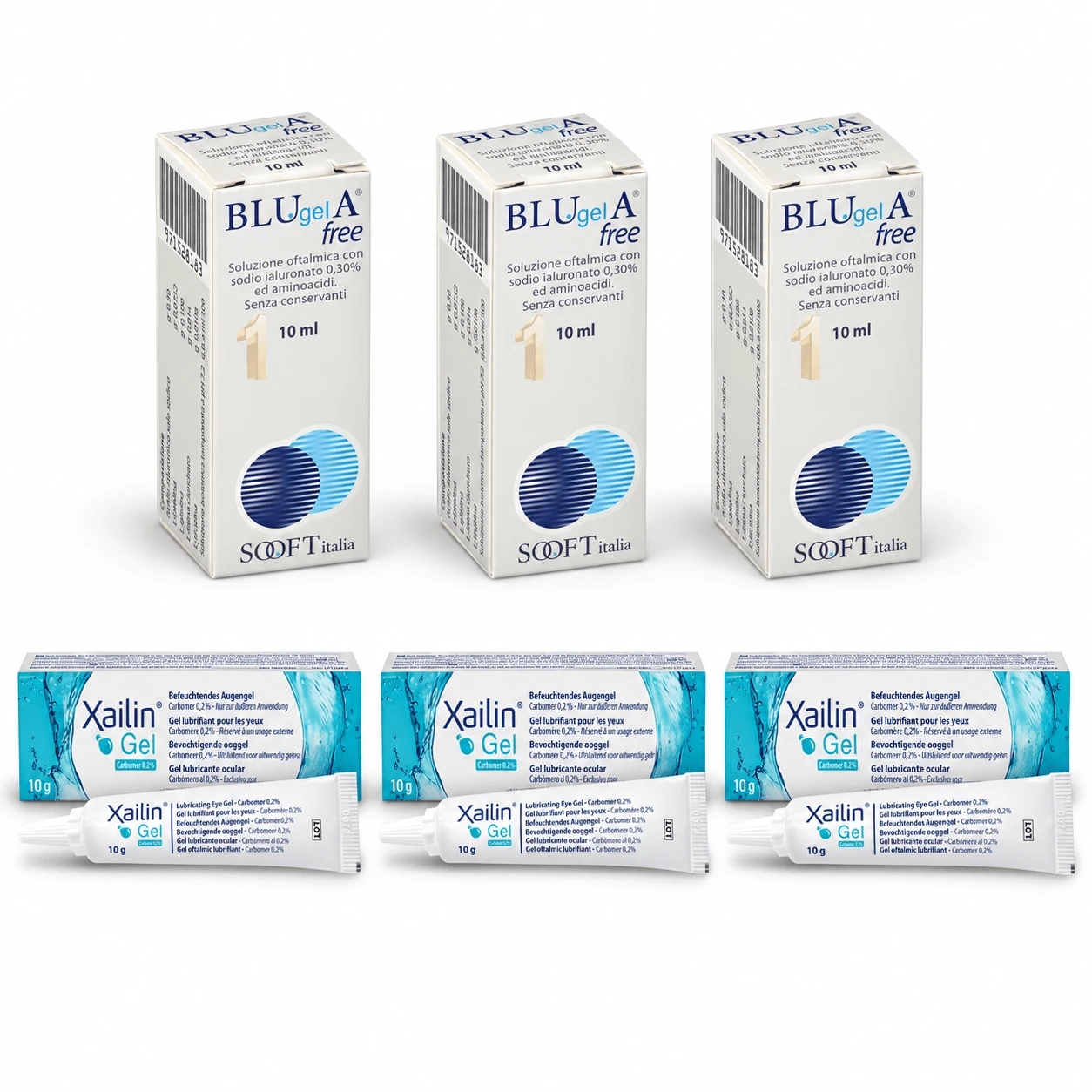 Xailin oogbevochtigingsgel, 30 g + Blu Gel A, 30 ml