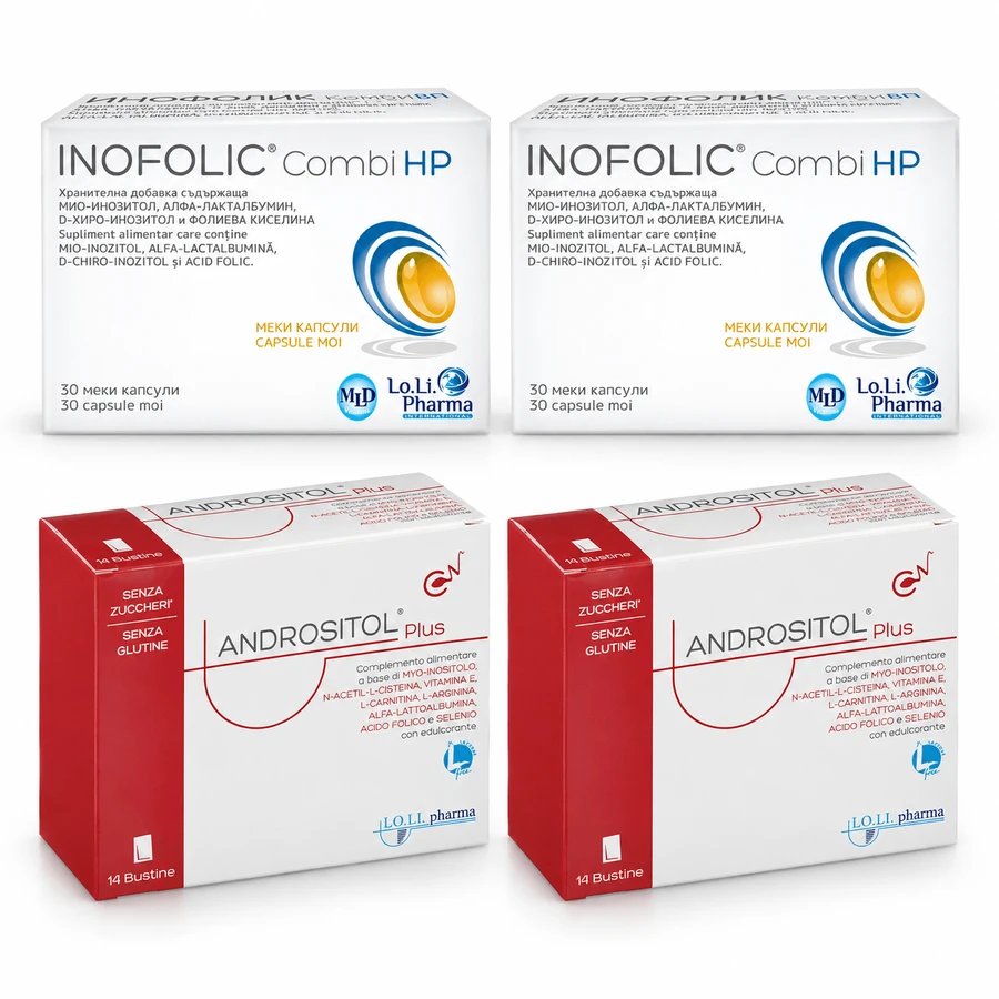 Inofolic Combi HP, 60 Kapseln + Andrositol Plus, 28 Beutel, Lo Li Pharma 