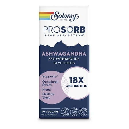 Solaray Ashwagandha Prosorb, 240 mg, 30 vegetarische capsules, Secom