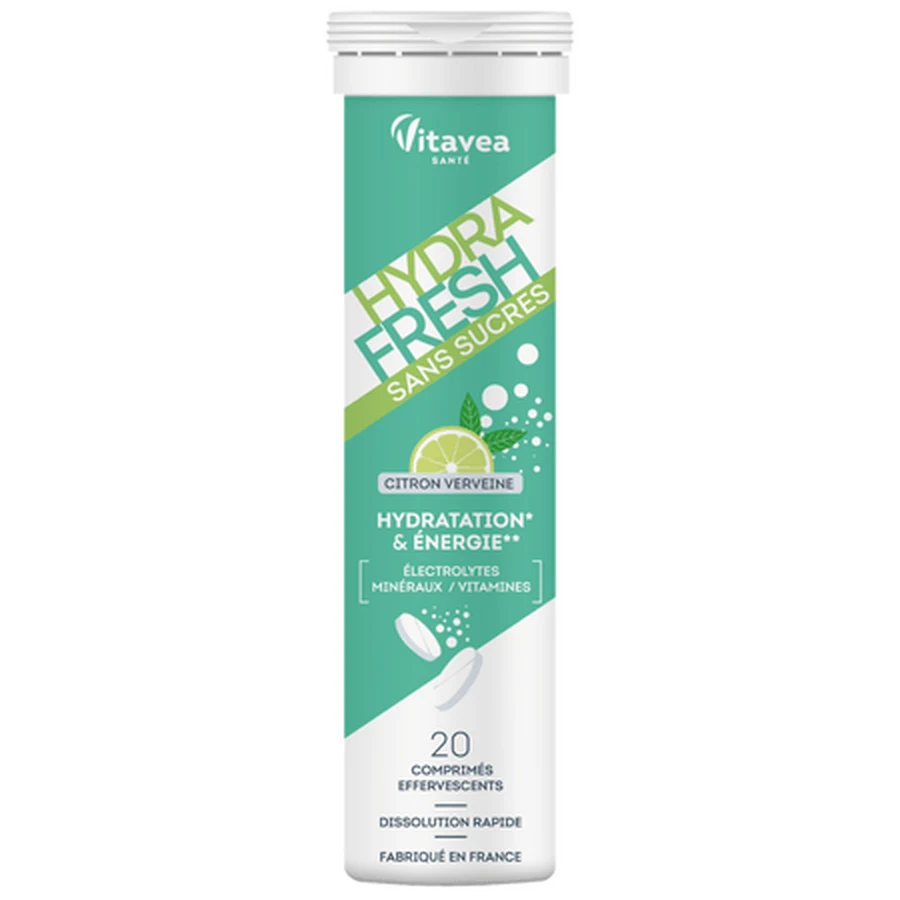Elektrolity o smaku cytrynowo-werbenowym Hydrafresh, 20 tabletek musujących, Vitavea: ceny i cechy