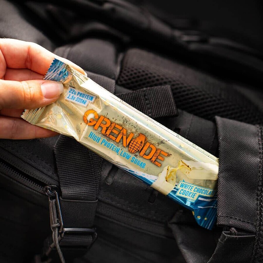 Grenade High Protein, Low Sugar Bar White Chocolate Cookie, White Chocolate Cookie Flavored Protein Bar, 60 G