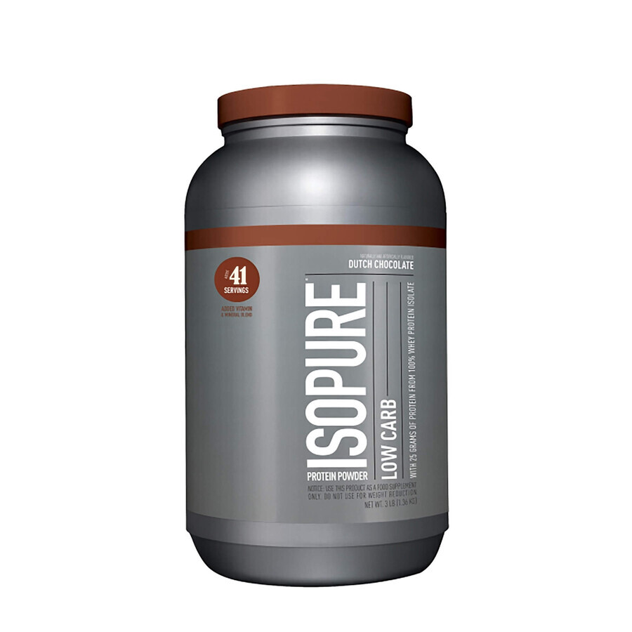 Isopure Low Carb Protein Powder, Aislado de Proteína de Suero, Sabor Chocolate, 1360 G