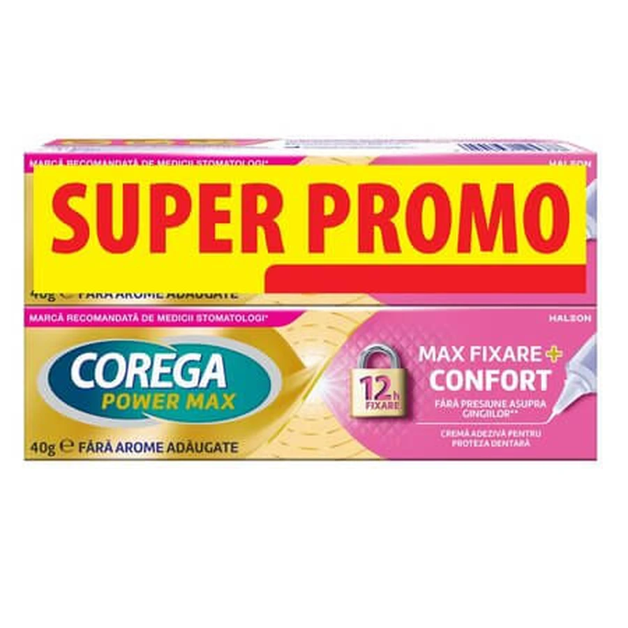 Corega Max Fix Comfort kunstgebitlijmcrème, verpakking met 2 x 40 g, Haleon