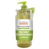 Exomega Control Emollient Shower Oil Set + Refill, 500 ml + 500 ml, A-Derma