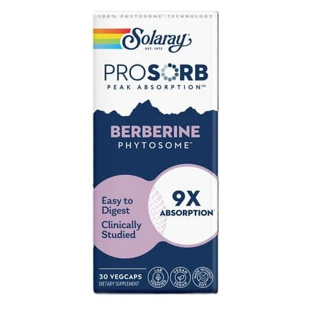 Solaray Berberine Phytosome Prosorb, 550 mg, 30 vegetarische capsules, Secom
