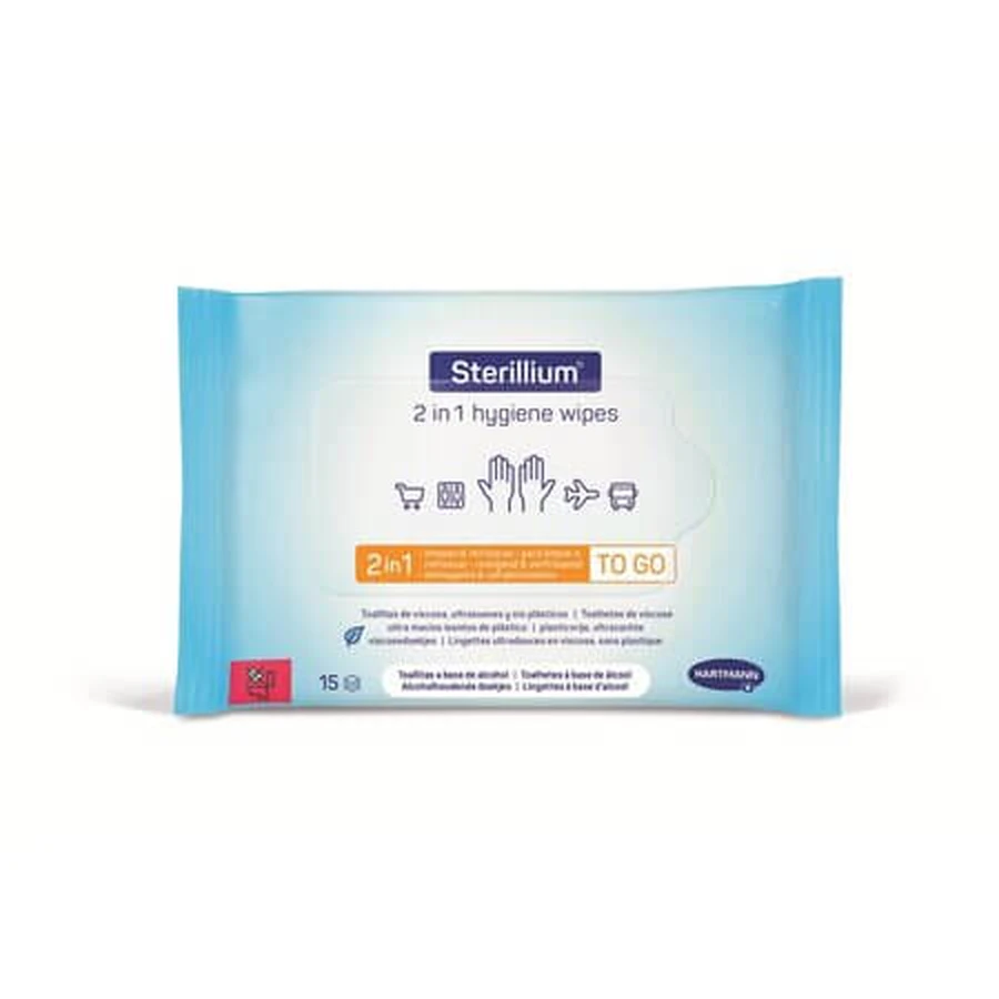 Sterilium 2-in-1 Sanitary Wipes, 15 pieces, Hartmann