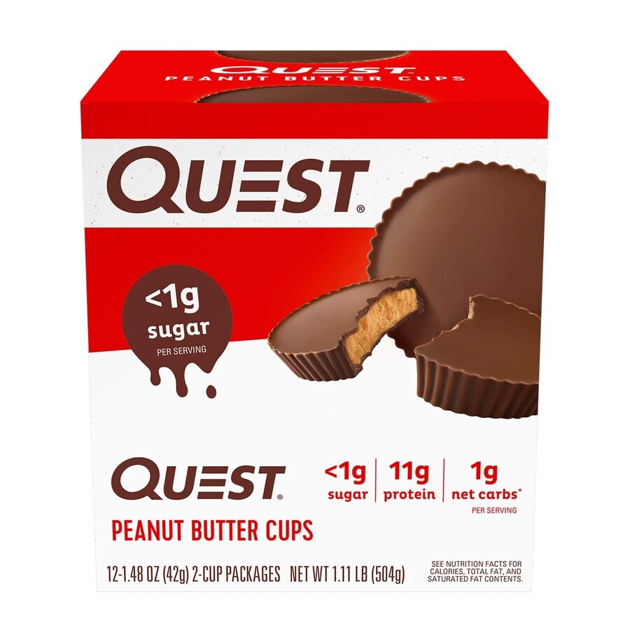 Quest Pindakaas Cups, Eiwitreep, Pindakaas smaak, 42 G