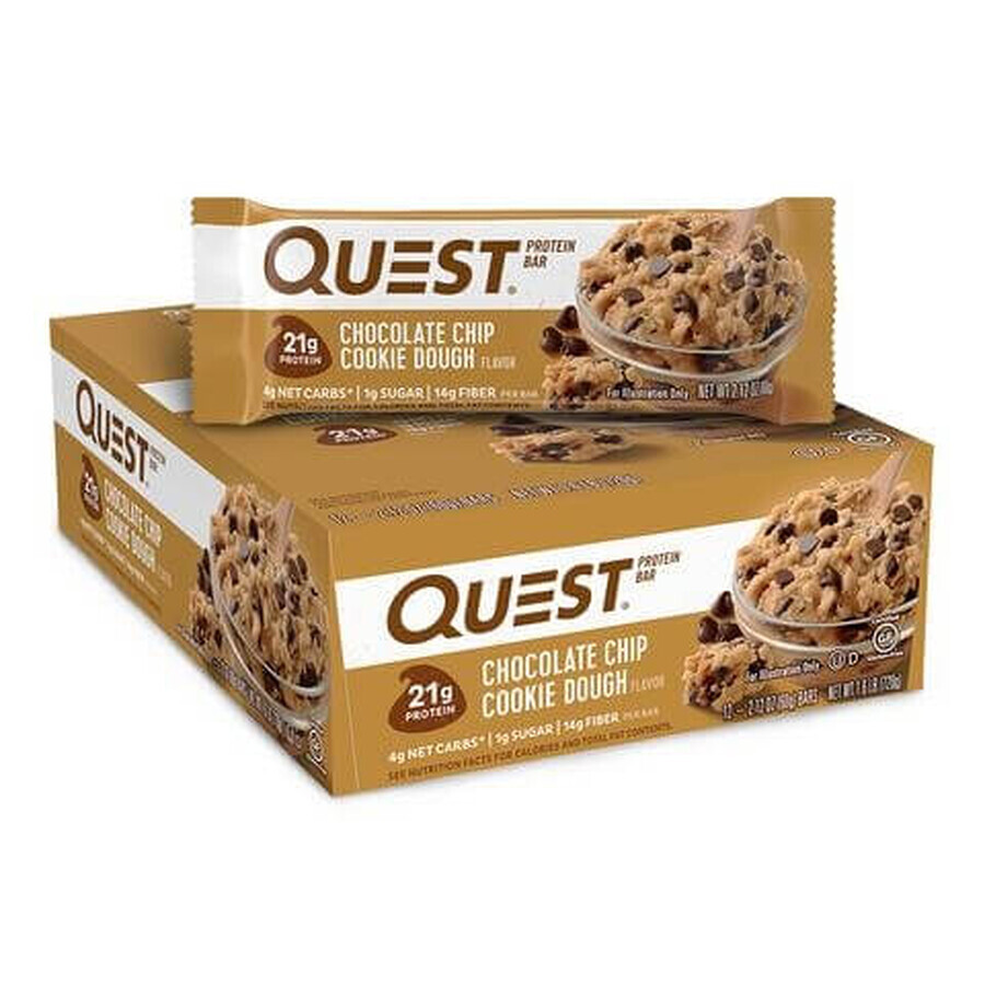 Quest Protein Bar, Barrita de Proteínas, Sabor Chocolate Chip, 60g