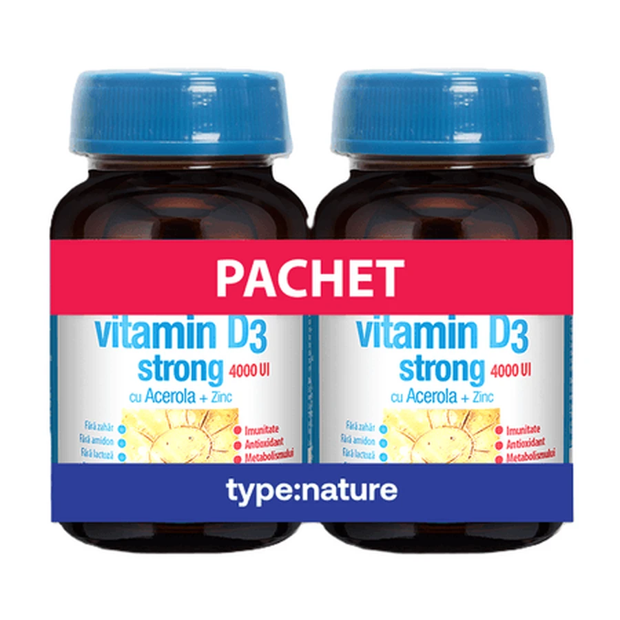Vitamin D3 Strong Pack, 4.000 IE, 90 Tabletten + 90 Tabletten, Naturmil