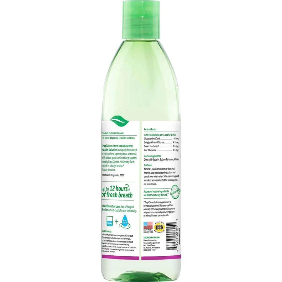 TropiClean Oral Care Plus – Wasserzusatz für Hüfte und Gelenke, 473 ml