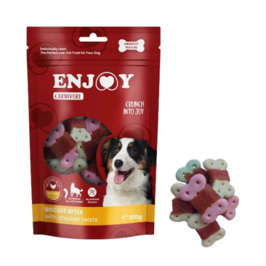 DÉGUSTEZ les biscuits Carnivore Biscuit Bits Twists, XS-XL, au poulet, sachet de friandises pour chien, 100 g