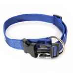JULIUS-K9 Color & Gray, verstelbare hondenhalsband met handvat, nylon, 20 mm x 27–42 cm, blauw en grijs