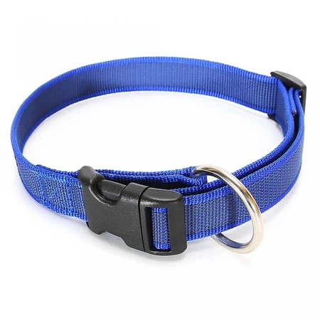 JULIUS-K9 Color & Gray, verstelbare hondenhalsband met handvat, nylon, 20 mm x 27–42 cm, blauw en grijs