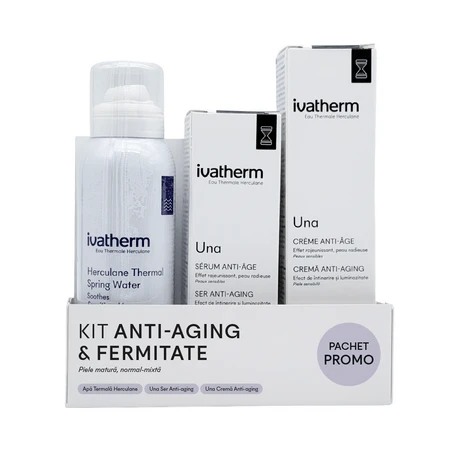 Anti-aging- en verstevigingsset, thermaal water, 100 ml, Una Serum, 30 ml, Una gezichtscrème, 50 ml, Ivatherm