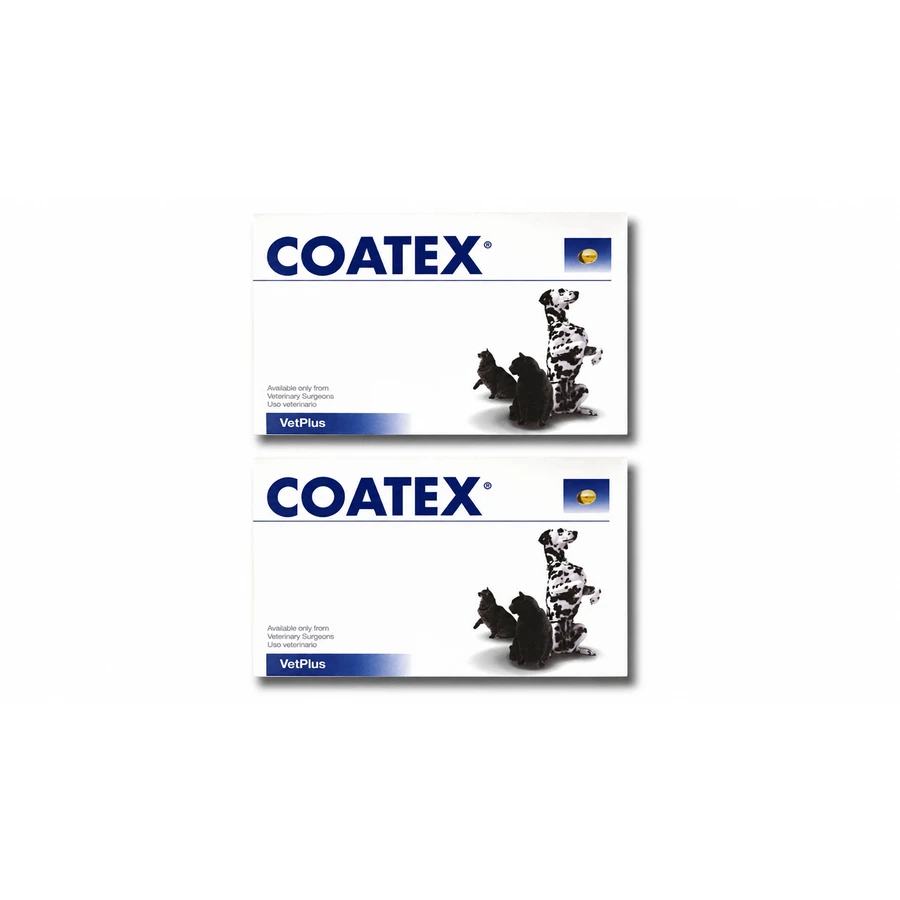 Coatex, 2x60 capsules, voedingssupplement voor honden en katten, voor een gezonde huid en vacht, VetPlus