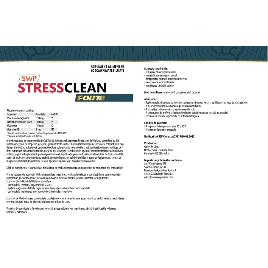 Stressclean Forte, 60 compresse, Sun Wave Pharma