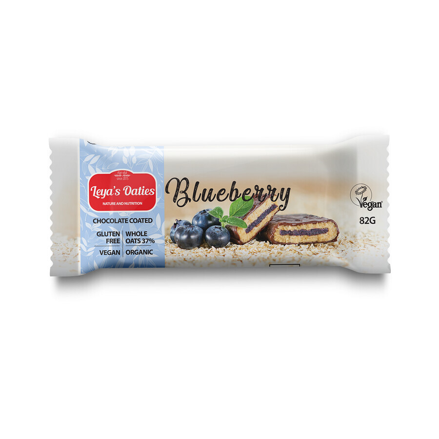 Biologische chocoladereep met bosbessen, 82 gr, Leya's Oaties