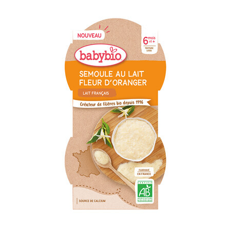 Dessert gris bio au lait et à la fleur d'oranger, 2 x 100 g, BabyBio