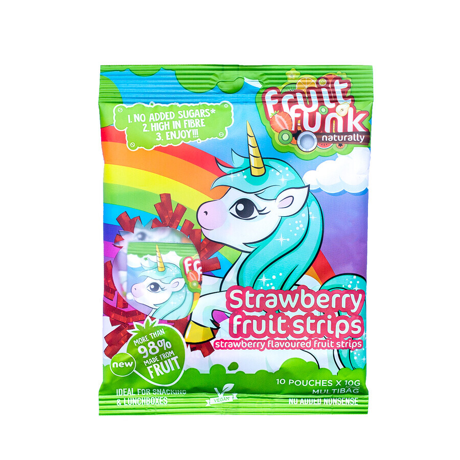 Snack alla frutta e fragola unicorno, 100 gr, Fruit Funk