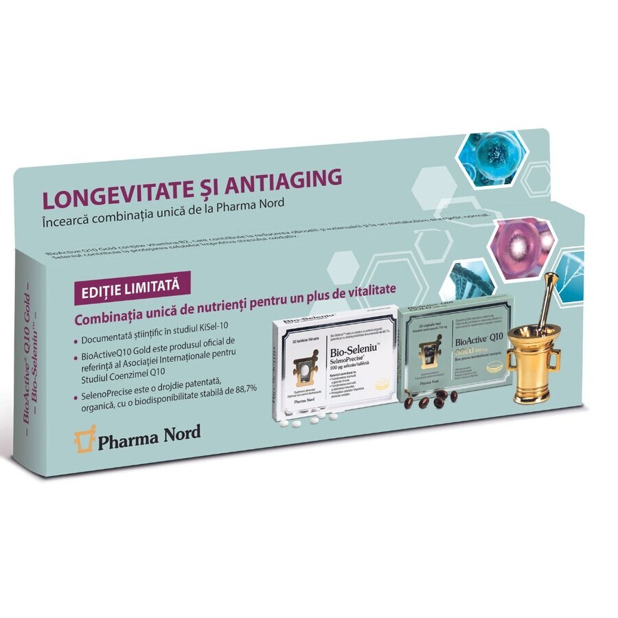 Kit Longevità e Antietà Bioactive Q10 Gold + Bio Selenio, 30+30 compresse, Pharma Nord