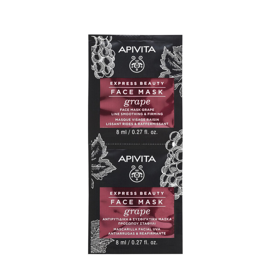 Express Beauty Anti-rimpel gezichtsmasker met druivenextract, 2 x 8 ml, Apivita