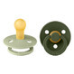 Set van 2 gekleurde latex ronde fopspenen, +0 maanden, Sage - Hunter Green, Slabbetjes