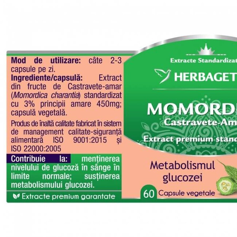 Extrait de concombre amer Momordica, 120 gélules, Herbagetica