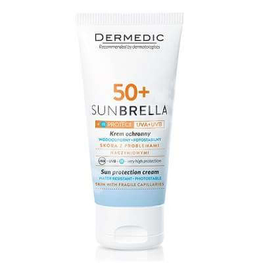 Crema protettiva Sunbrella SPF 50+ per pelle normale-secca e pelle sensibile con capillari fragili, 50 g, Dermedic