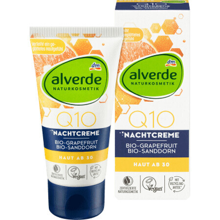 Alverde Naturkosmetik Q10 ECO Grapefruit &amp; ECO Sea Buckthorn Night Cream, 50 ml